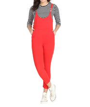 Load image into Gallery viewer, Red Cotton Spandex Jump Suit
