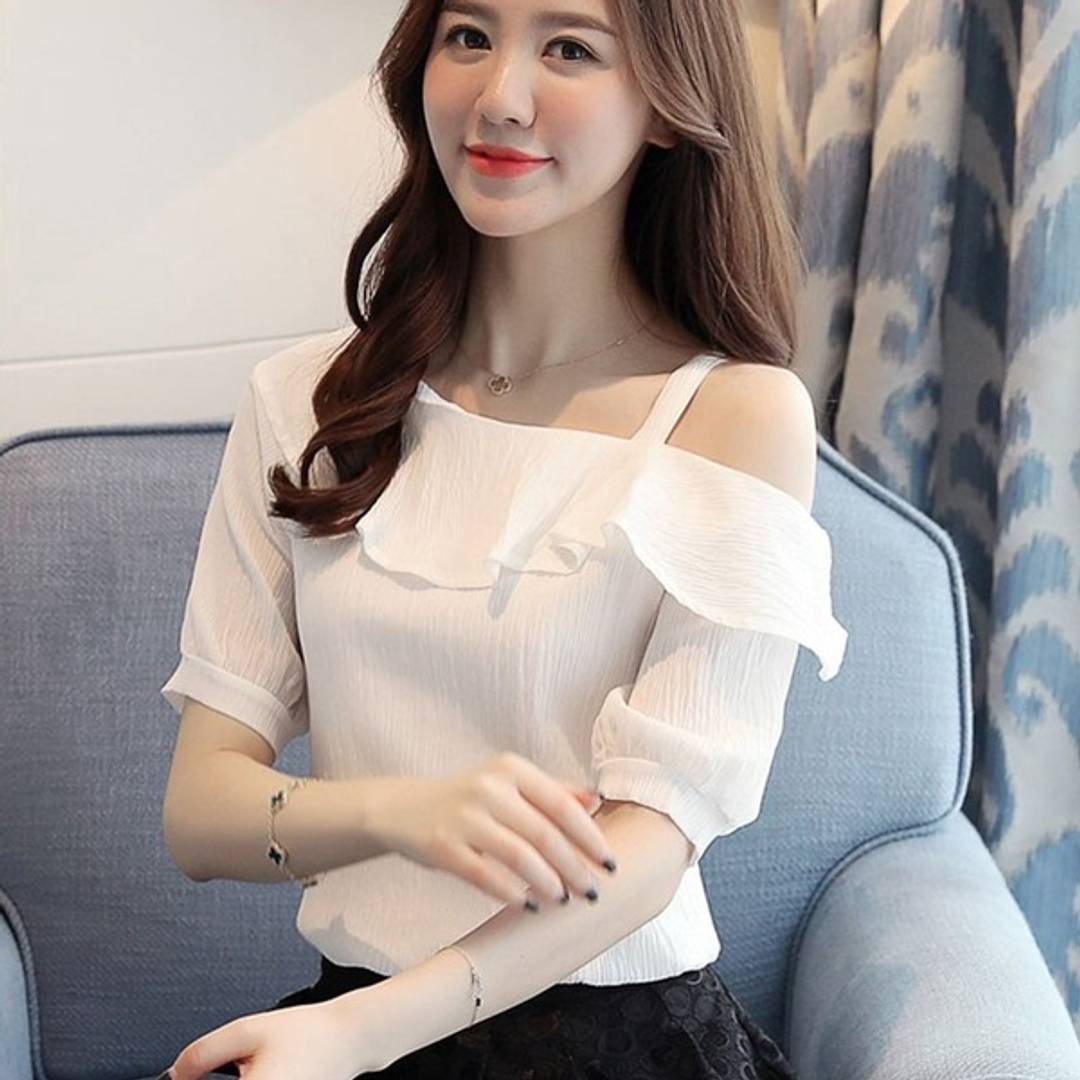 Stunning White Polyester Women Top