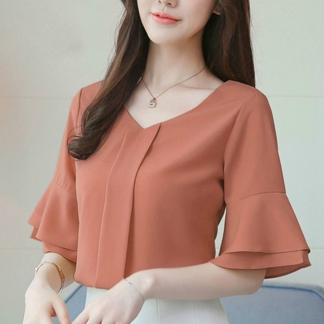 Stunning Orange Polyester Women Top