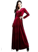 Load image into Gallery viewer, Maroon - Long Velvet Dress