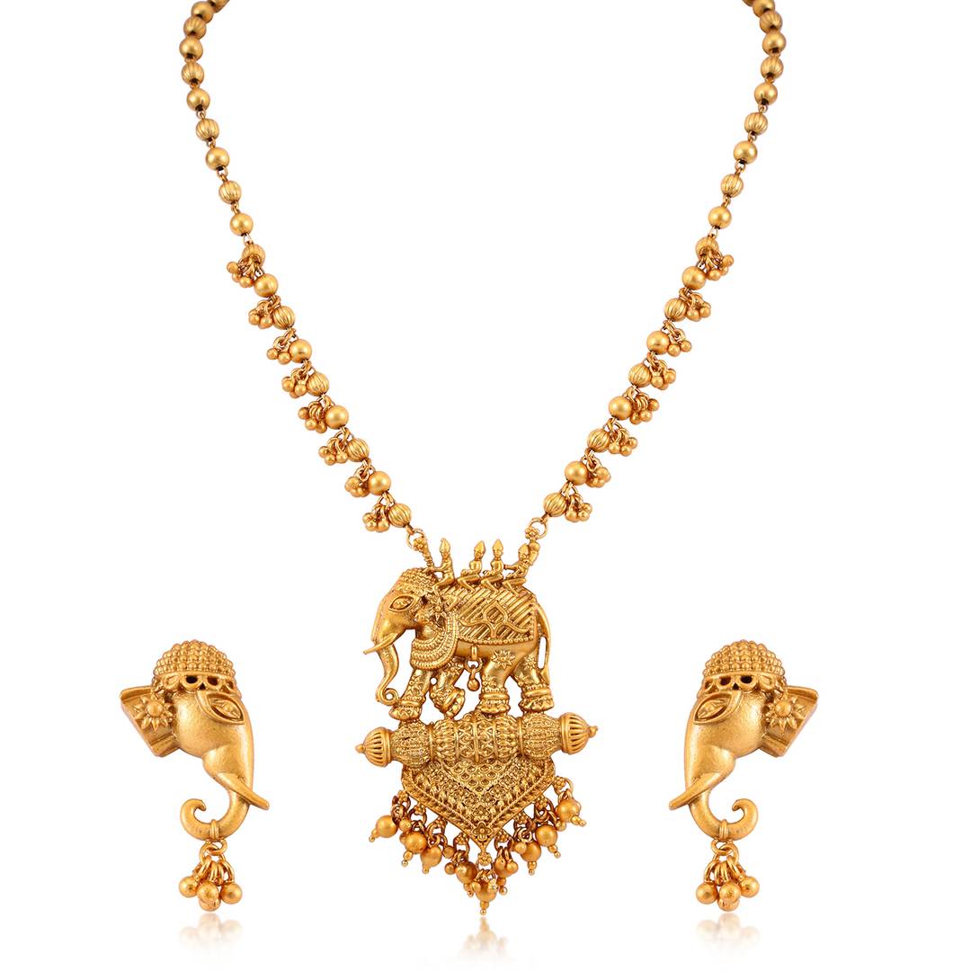 Sukkhi Bahubali Matte Finished Gold Plated Necklace Set For Women