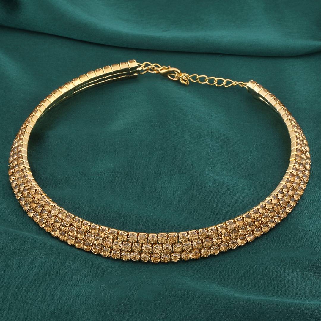 Triple Line Diamond Studded Party Wear Necklaces Combo For Girls And Womens Jewellery Set Of 3