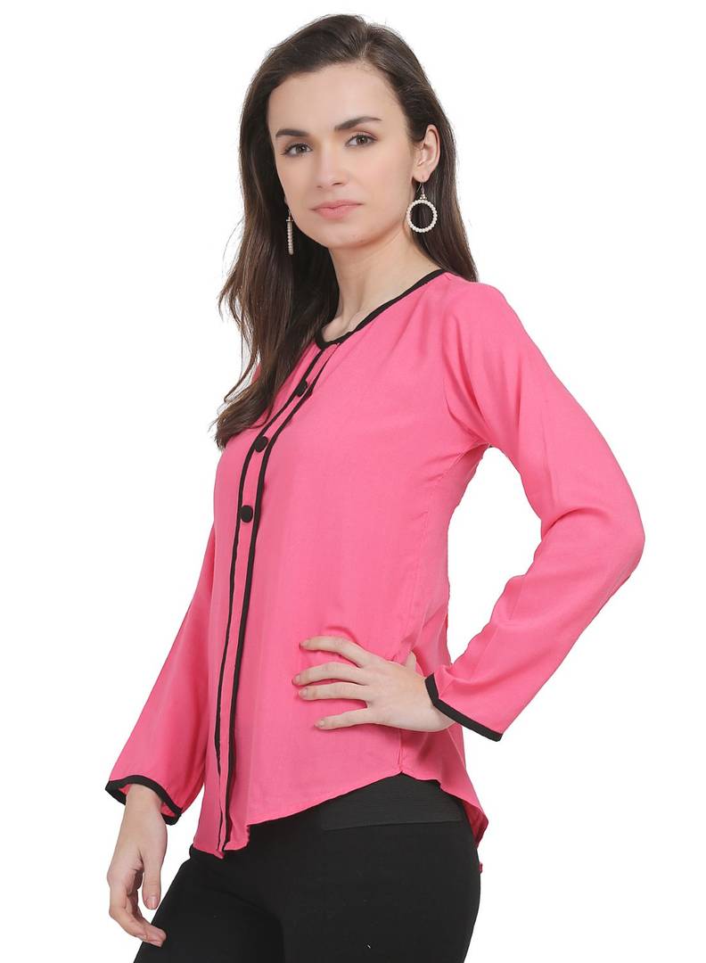 Women's Rayon Pink Solid Top