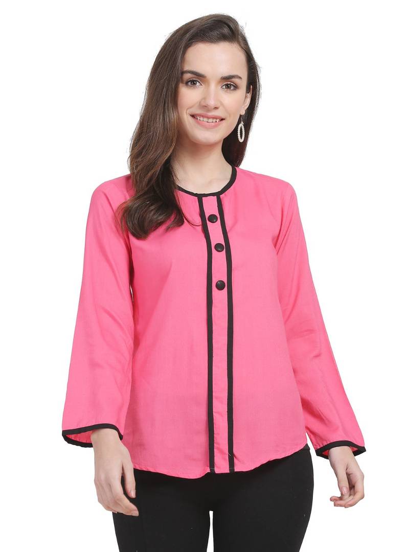 Women's Rayon Pink Solid Top