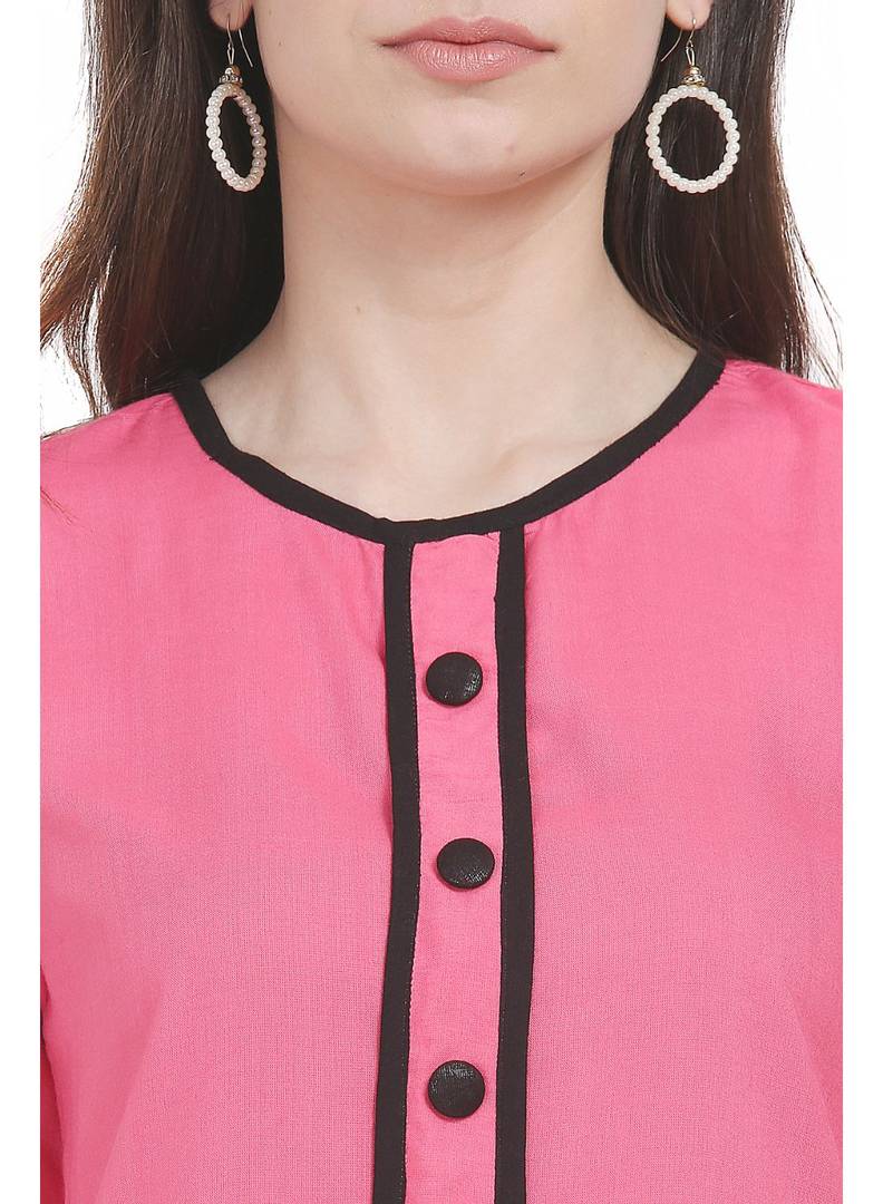 Women's Rayon Pink Solid Top
