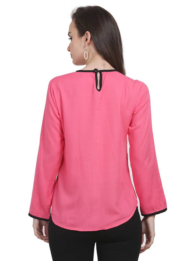 Women's Rayon Pink Solid Top
