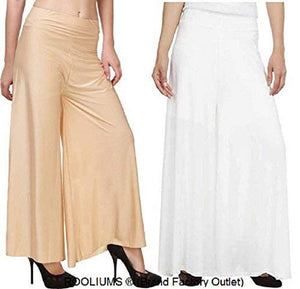 Women's Stretchy  Lycra Wide Leg Palazzo Pants Pack of 2