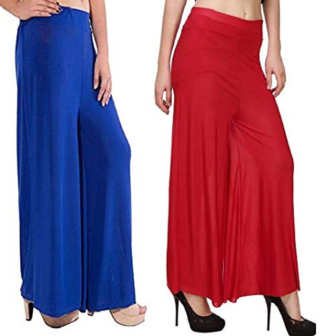 Women's Stretchy Lycra Wide Leg Palazzo Pants Pack of 2