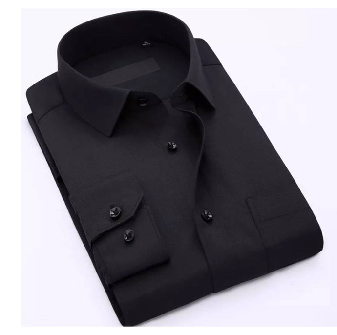 Black Cotton Long Sleeve Formal Shirt For Men