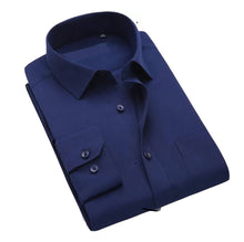 Load image into Gallery viewer, Navy Blue Cotton Long Sleeve Formal Shirt For Men