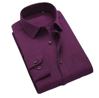 Purple Cotton Long Sleeve Formal Shirt For Men