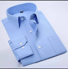 Load image into Gallery viewer, Blue Cotton Long Sleeve Formal Shirt For Men