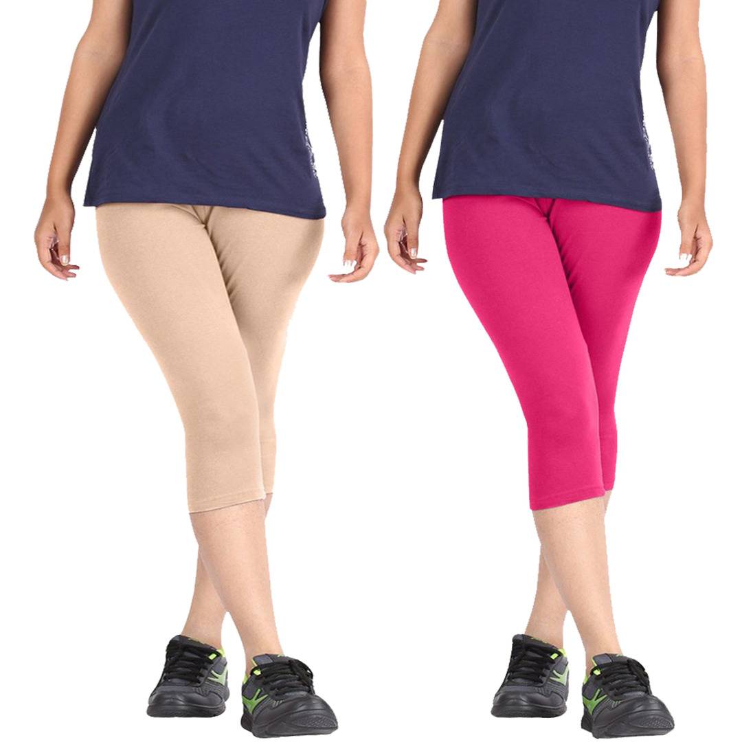 Women Multicoloured Cotton Capris Combo of 2