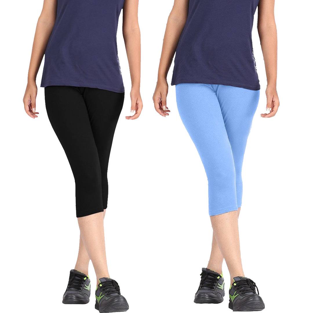 Women Multicoloured Cotton Capris Combo of 2