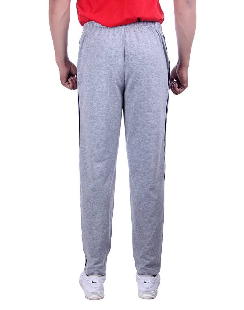 Men's Grey Cotton Solid Regular Track Pants