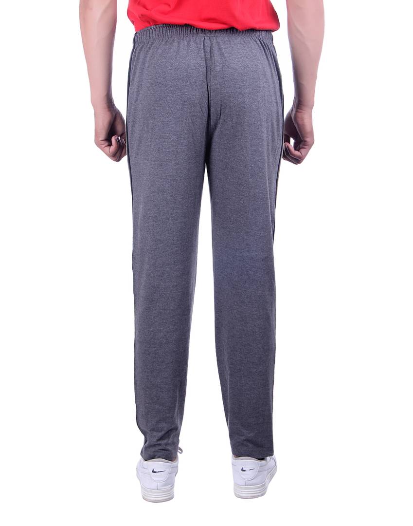 Men's Grey Cotton Solid Regular Track Pants