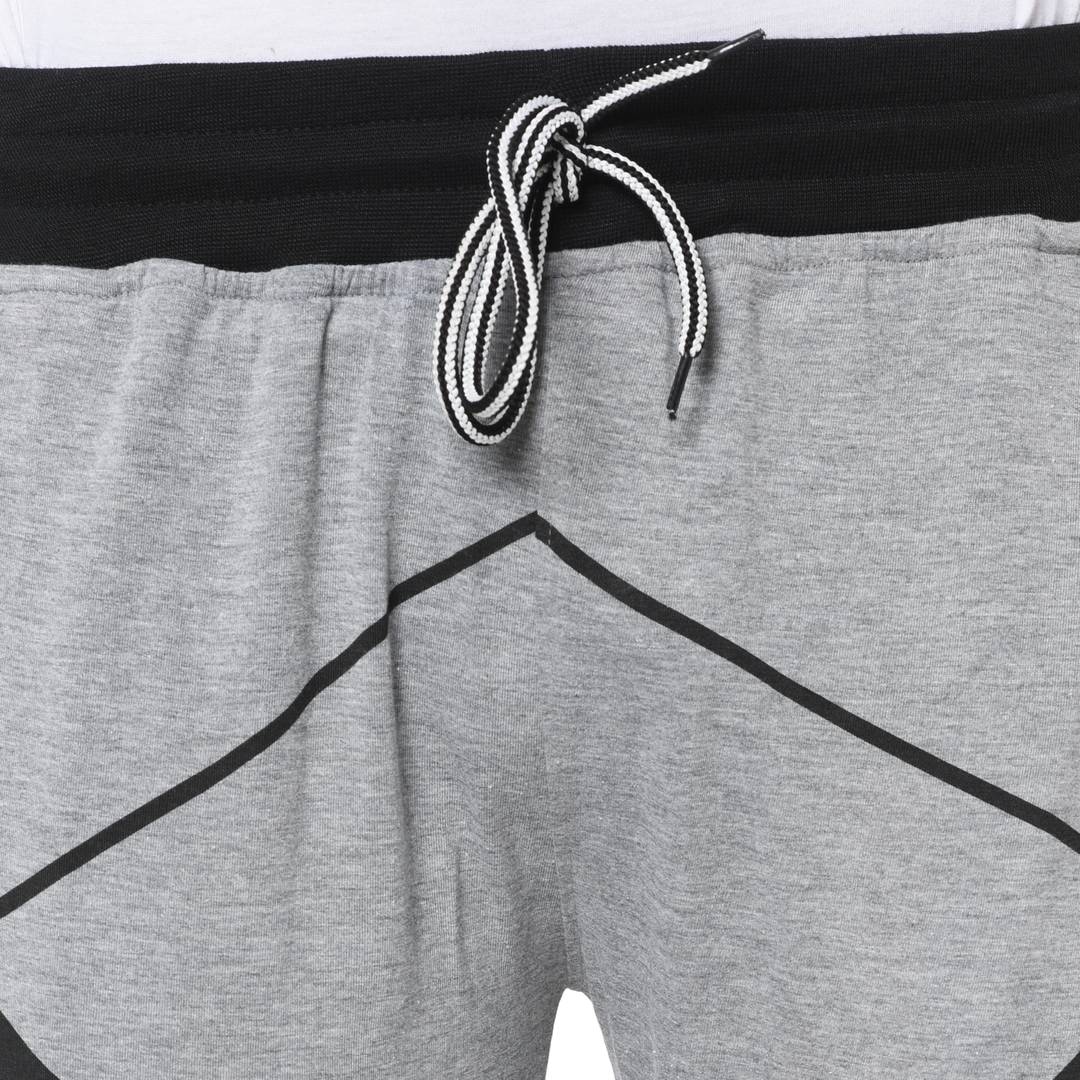 Men's Grey Cotton Printed Regular Track Pants