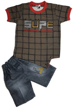 Load image into Gallery viewer, Kids Round Neck T-Shirt With Half Pant (Brown)