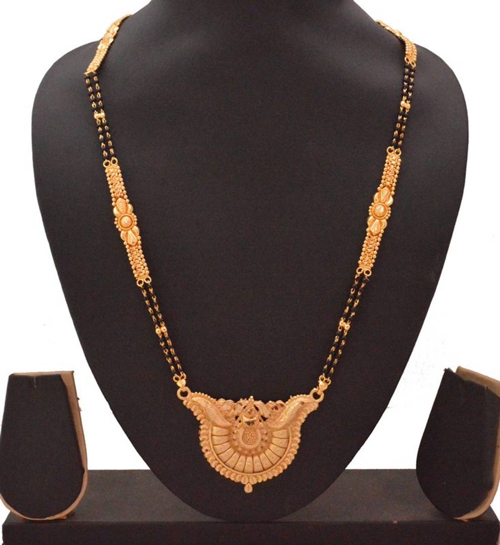 Women's Golden plated Beautiful Long Mangalsutra with Small Earring