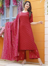 Load image into Gallery viewer, Women&#39;s Rayon Kurti with Palazzo and Dupatta