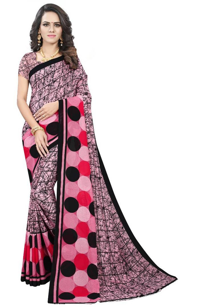 Georgette Printed Saree with Blouse piece