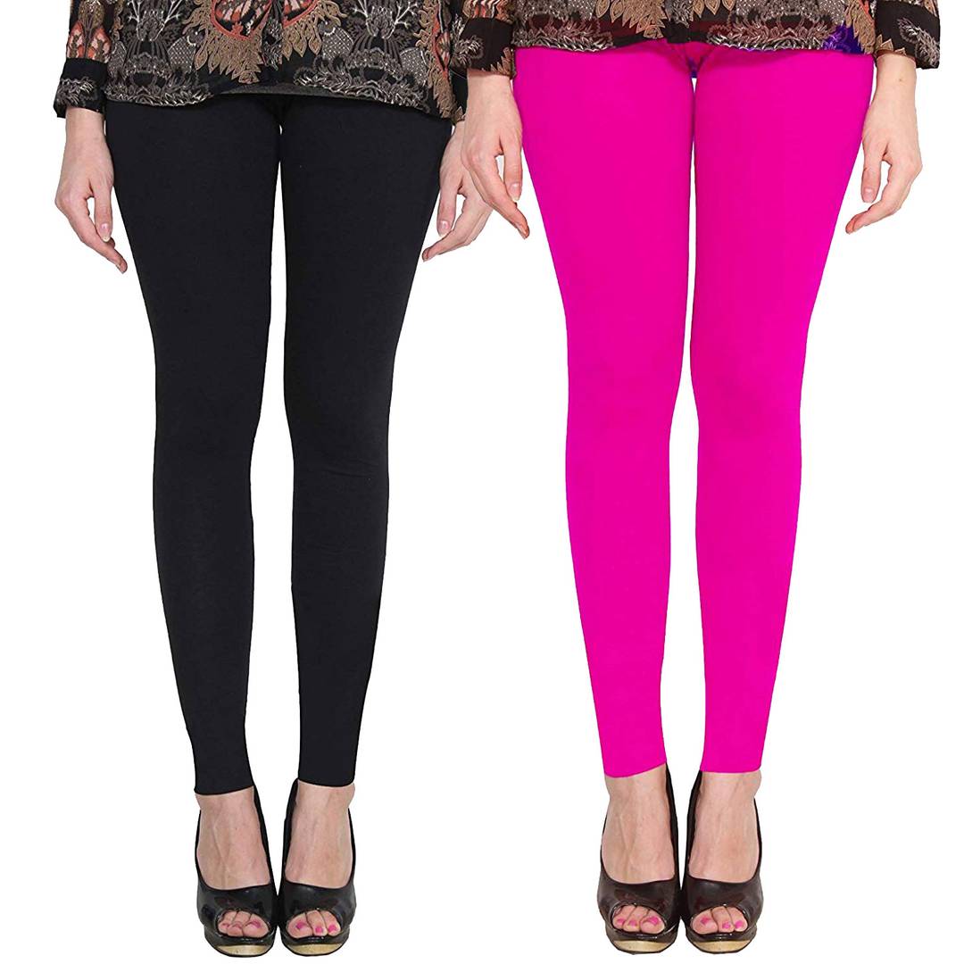 Stylish Multicoloured Polycotton Leggings For Women (Pack of 2)