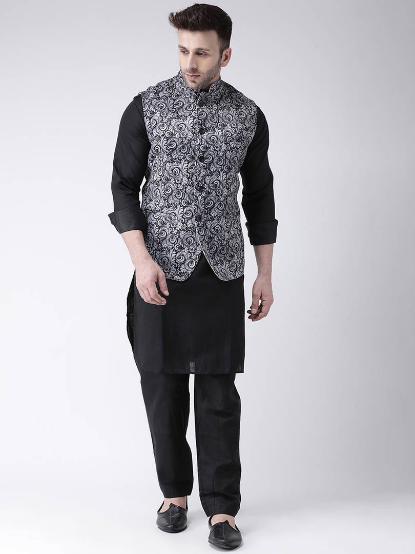 Blend Printed Ethnic Jacket For Men