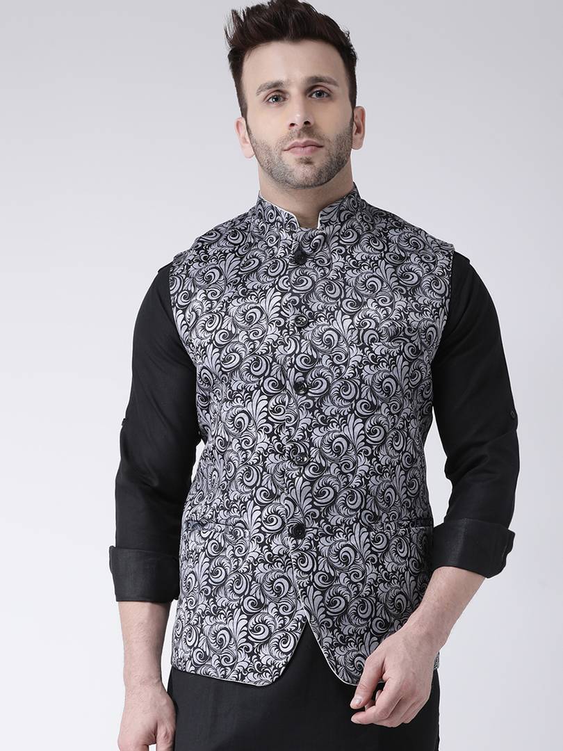 Blend Printed Ethnic Jacket For Men