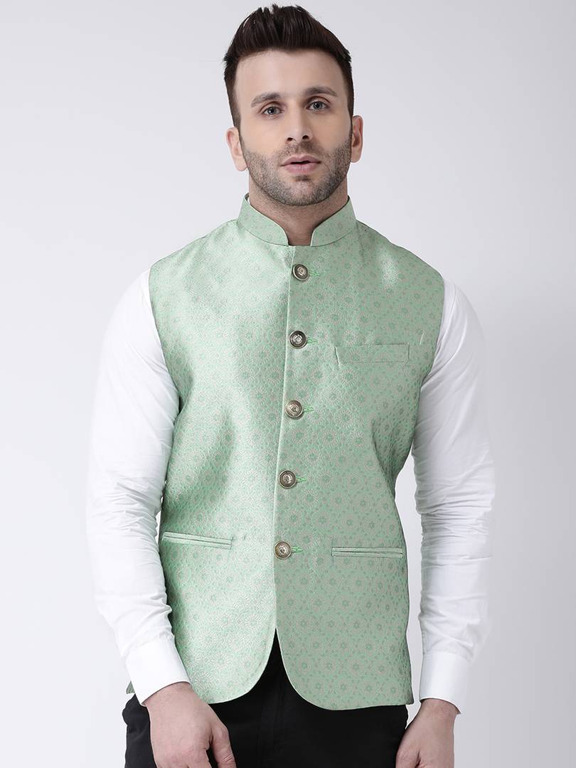 Polyester Jacquard Jacquard Ethnic Jacket For Men