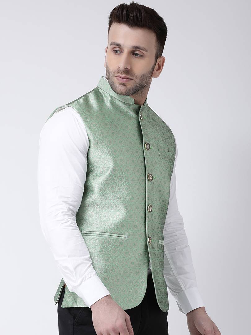 Polyester Jacquard Jacquard Ethnic Jacket For Men