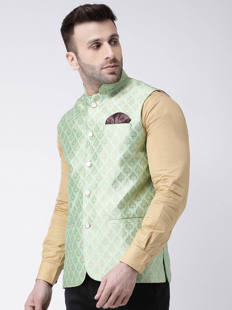 Polyester Jacquard Jacquard Ethnic Jacket For Men