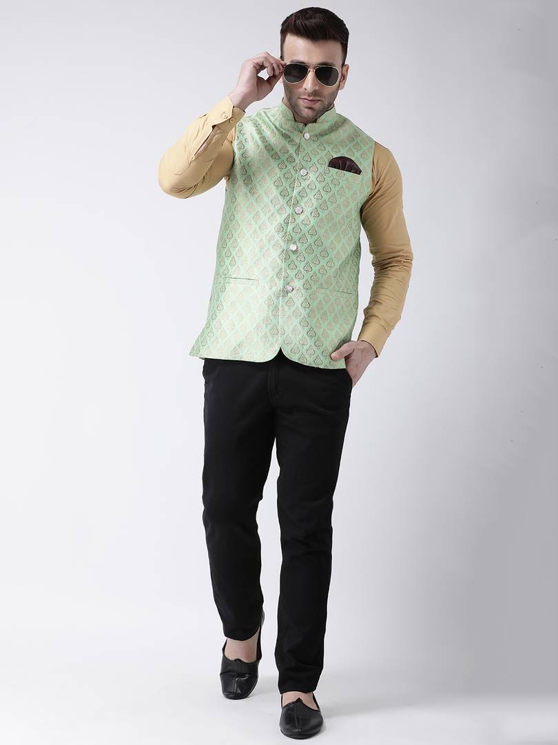 Polyester Jacquard Jacquard Ethnic Jacket For Men