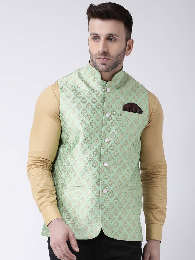 Polyester Jacquard Jacquard Ethnic Jacket For Men