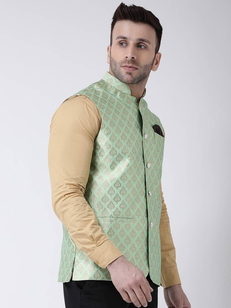 Polyester Jacquard Jacquard Ethnic Jacket For Men