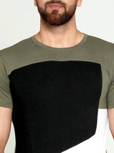 Load image into Gallery viewer, Fashionable Multicoloured Cotton Colourblocked Round Neck Tees