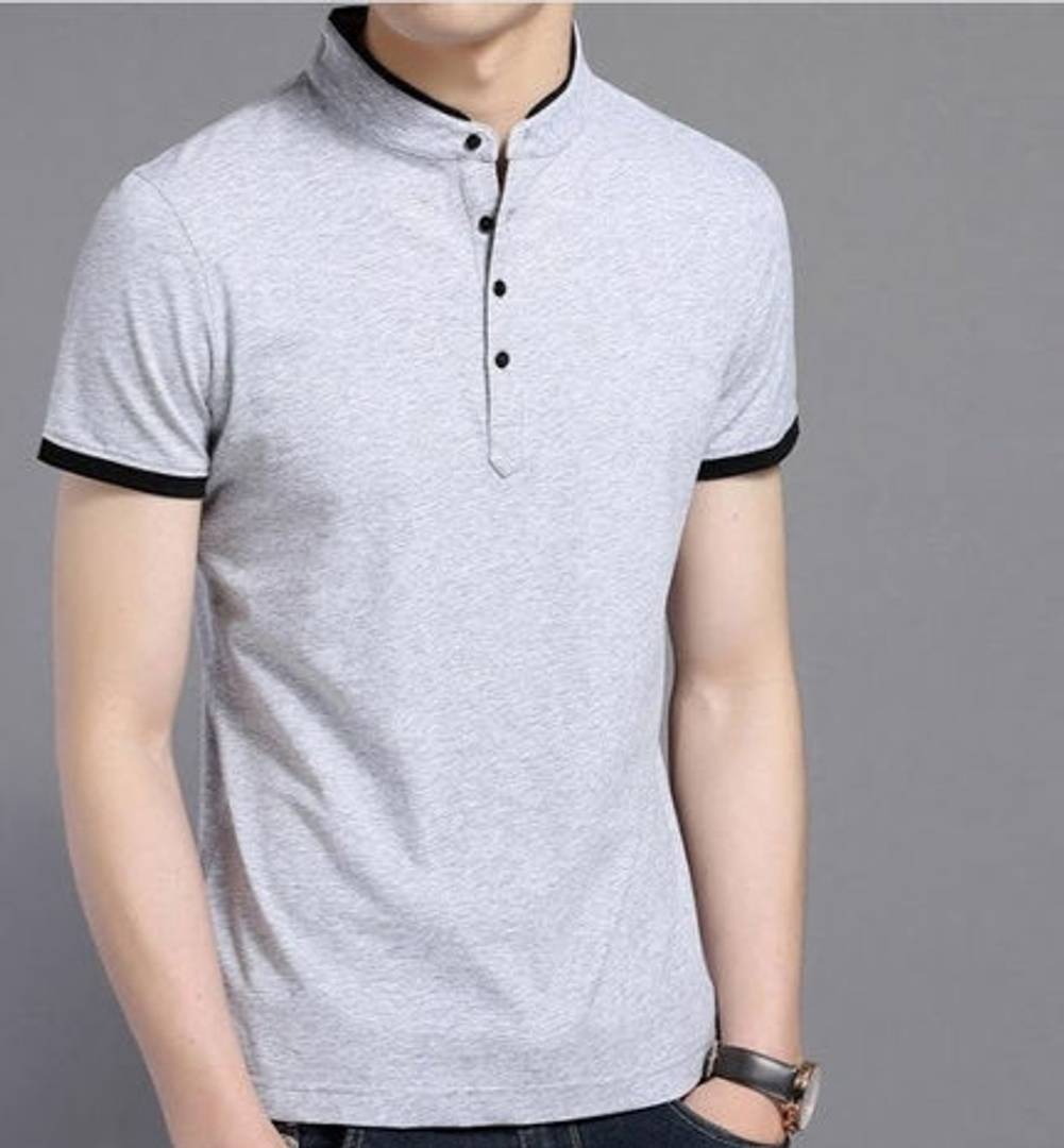 Men's Trendy Solid Cotton Mandarin T Shirt
