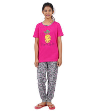 Load image into Gallery viewer, Girls Printed Pink Top With Bottom - Pack of 1