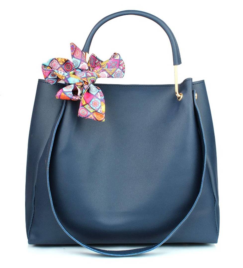 TMN BLUE COMBO OF HANDBAG WITH SLING BAG AND GOLDEN CHAIN BAG