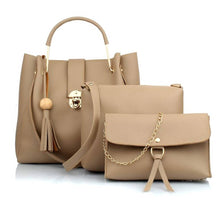 Load image into Gallery viewer, Cream Combo of Handbag with sling bag and golden chain bag