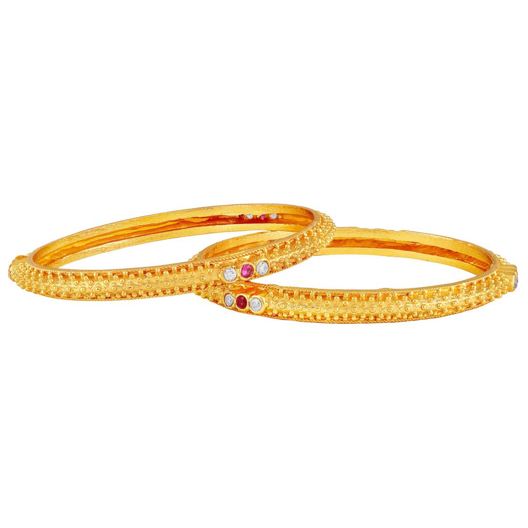 Fashionable Gold Toned Bangle Set For Women (Set Of 2)