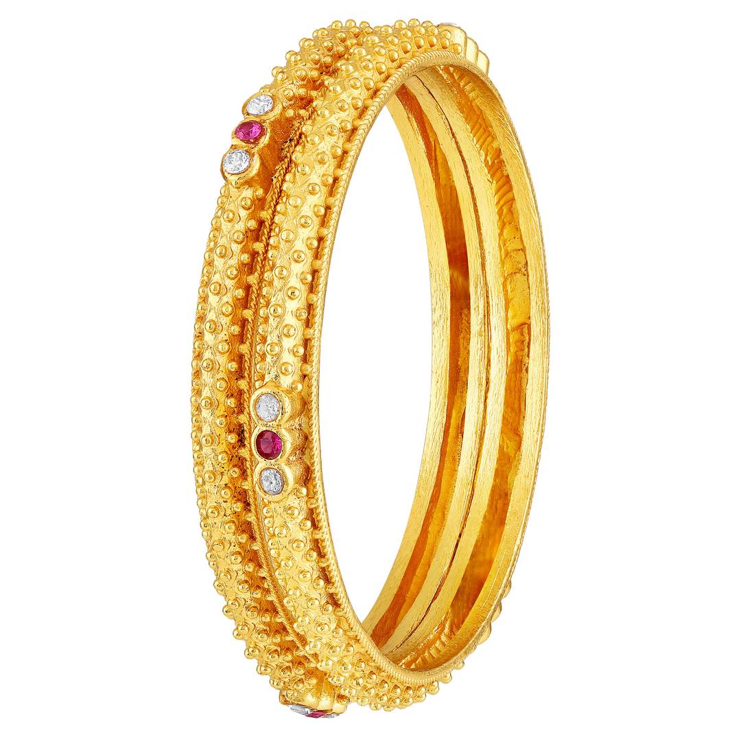 Fashionable Gold Toned Bangle Set For Women (Set Of 2)