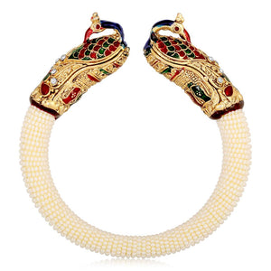 Traditional Peacock Inspired Gold Plated Kada Bangles Set For Women (Piece Of 2)