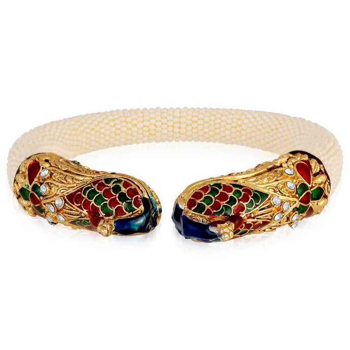 Traditional Peacock Inspired Gold Plated Kada Bangles Set For Women (Piece Of 2)