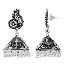 Load image into Gallery viewer, Designer Silver Brass Jhumka Earrings