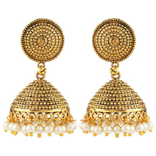 Load image into Gallery viewer, Designer Golden Alloy Jhumka Earrings