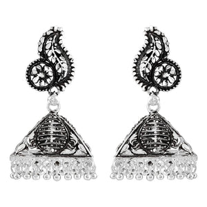 Designer Silver Brass Jhumka Earrings