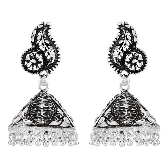 Designer Silver Brass Jhumka Earrings