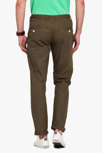 Men's Brown Cotton Solid Mid-Rise Casual Regular Fit Chinos