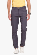 Load image into Gallery viewer, Men&#39;s Grey Cotton Solid Mid-Rise Casual Regular Fit Chinos