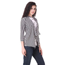 Load image into Gallery viewer, Fashionable Multicoloured Crepe Striped  Regular Length Shirt For Women
